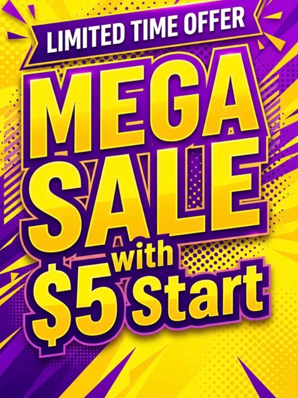 Bold Yellow & Purple Graphic Poster - MEGA SALE